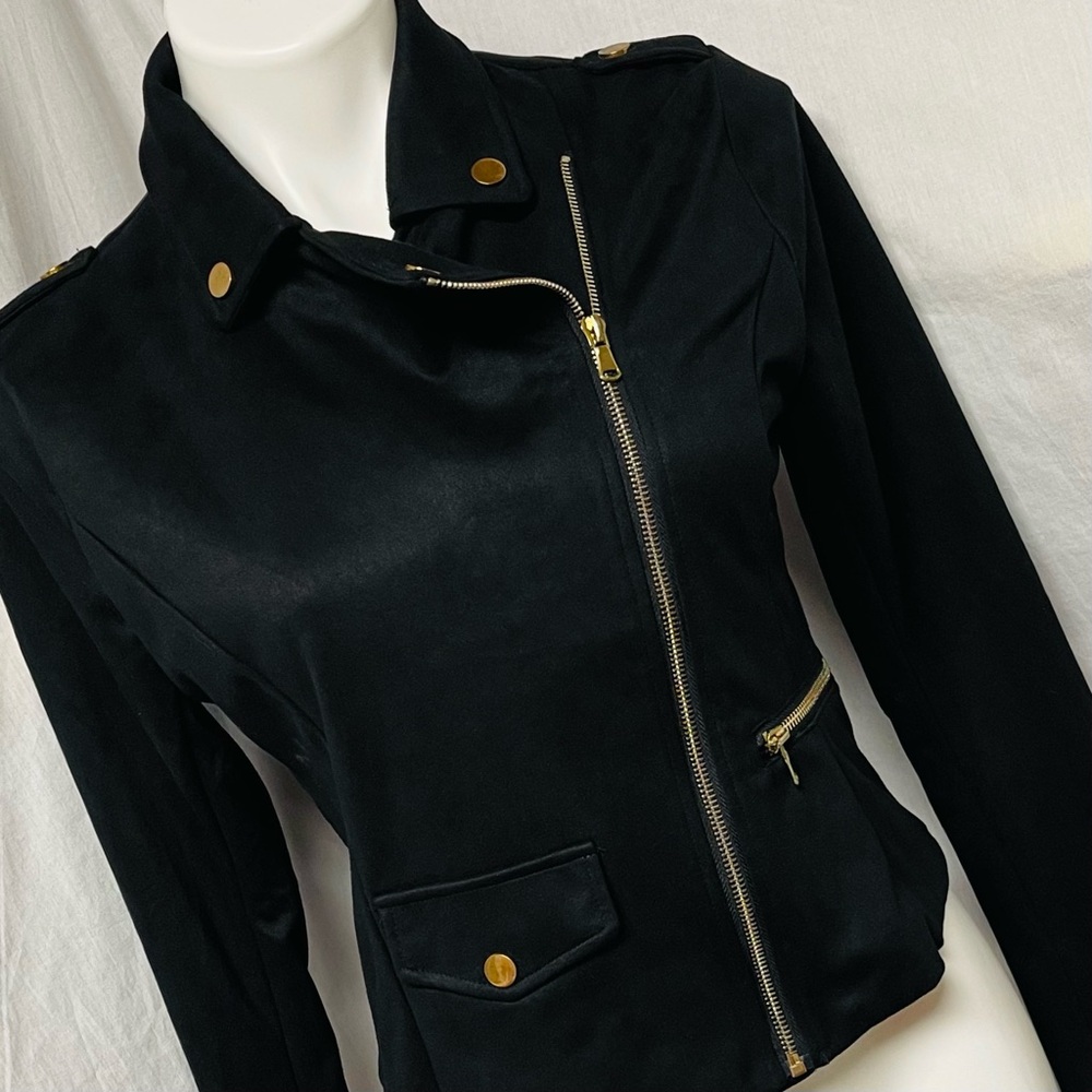 Michel Fashion Women's Slim Fit Rider Retro Lapel Zipper Bike Jacket Sz Medium
